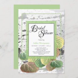 素朴ブライダルシャワー《植物》アスペンバークと葉 招待状
