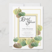 素朴ブライダルシャワー《植物》アスペンバークと葉 招待状 (正面)