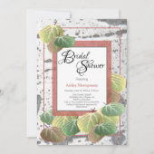 素朴ブライダルシャワー《植物》アスペンバークと葉 招待状 (正面)