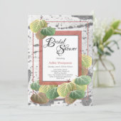 素朴ブライダルシャワー《植物》アスペンバークと葉 招待状 (スタンド正面)