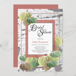 素朴ブライダルシャワー《植物》アスペンバークと葉 招待状