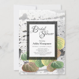 素朴ブライダルシャワー《植物》アスペンバークと葉 招待状