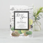 素朴ブライダルシャワー《植物》アスペンバークと葉 招待状 (スタンド正面)