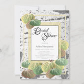 素朴ブライダルシャワー《植物》アスペンバークと葉 招待状 (正面)