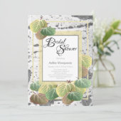 素朴ブライダルシャワー《植物》アスペンバークと葉 招待状 (スタンド正面)