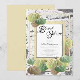 素朴ブライダルシャワー《植物》アスペンバークと葉 招待状