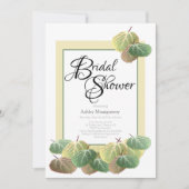 素朴ブライダルシャワー《植物》アスペンバーク葉ーイエロー 招待状 (正面)