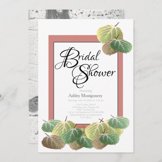 素朴ブライダルシャワー《植物》アスペンバーク葉 招待状 (正面/裏面)