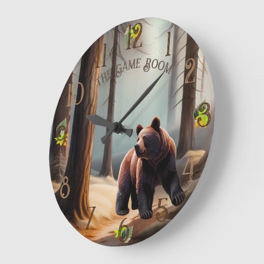 素朴ブラウンウォーター色ビッグベア ラージ壁時計 (傾斜)