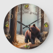 素朴ブラウンウォーター色ビッグベア ラージ壁時計 (正面)