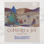 素朴ブラウン、ブルー、ティール（緑がかった色）森林食品、ワインラベル ワインラベル (シングルラベル)