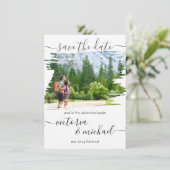 素朴ブラシ結婚線の写真日付を保存 招待状 (スタンド正面)