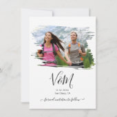 素朴ブラシ結婚線の写真日付を保存 招待状 (裏面)