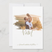 素朴ブラシ結婚線の写真日付を保存 招待状 (裏面)