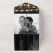 素朴ブラックダークバーンドウッド&ライツ結婚ズ オールインワン招待状 (外側)