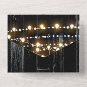 素朴ブラックダークバーンドウッド&ライツ結婚ズ オールインワン招待状 (裏面)