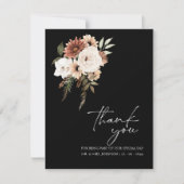 素朴ブラック&ピーチフローラ結婚ズ・サンキュー サンキューカード (正面)