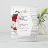 素朴ブルゴーニュと白のフローラジオメト結婚リ 招待状 (スタンド正面)