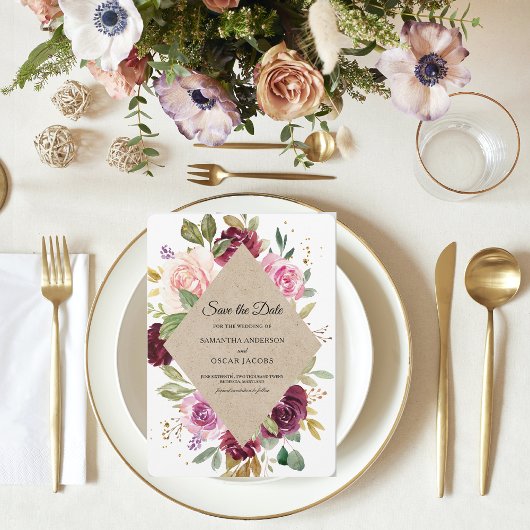 素朴ブルゴーニュのクラフトカラフルフローラ枠 セーブザデート