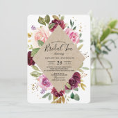 素朴ブルゴーニュのクラフトカラフルフローラ枠 招待状 (スタンド正面)