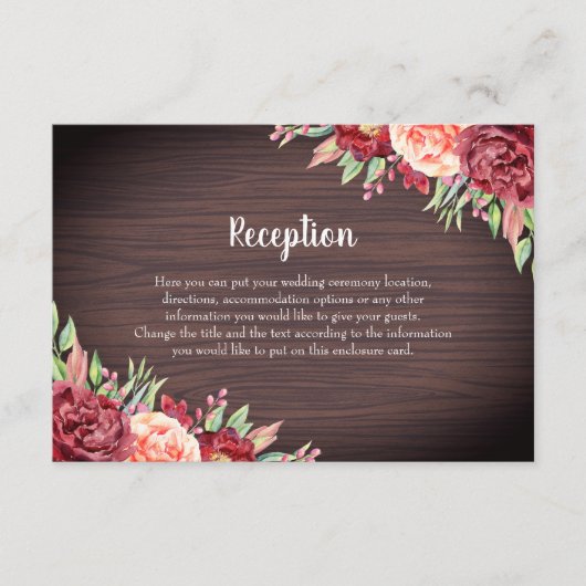 素朴ブルゴーニュフローラウォーター結婚カラー エンクロージャーカード (正面)