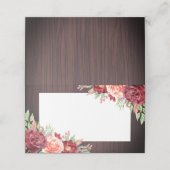 素朴ブルゴーニュフローラウォーター結婚カラー プレイスカード (外部開封)