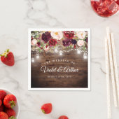 素朴ブルゴーニュフローラストリングラ結婚イト スタンダードカクテルナプキン (インサイチュ)