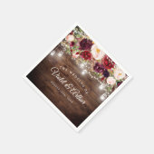 素朴ブルゴーニュフローラストリングラ結婚イト スタンダードカクテルナプキン (角)