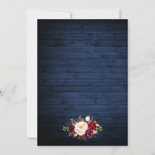 素朴ブルゴーニュフローラレースライト3写真結婚の 招待状 (裏面)