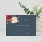 素朴ブルゴーニュフローラ食事の選択RSVPポストカード 招待状 (スタンド正面)