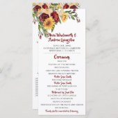 素朴ブルゴーニュフローラ黄色ひまわり結婚の プログラム (正面/裏面)