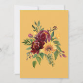 素朴ブルゴーニュフローラ黄色ひまわり結婚の 招待状 (裏面)