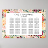 素朴ブルゴーニュベージュ結婚フローラ席 ポスター (正面)