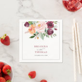 素朴ブルゴーニューピンクフローラ結婚ズ スタンダードカクテルナプキン (インサイチュ)