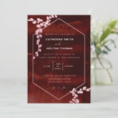 素朴ブルゴーニューピンク幾何結婚フローラのInvi 招待状 (スタンド正面)