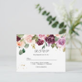 素朴ブルゴーニュ水彩の花と金ゴールド インビテーションポストカード (スタンド正面)