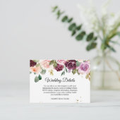 素朴ブルゴーニュ水彩の花と金ゴールド エンクロージャーカード (スタンド正面)