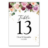 素朴ブルゴーニュ水彩の花と金ゴールド テーブルナンバー (裏面)