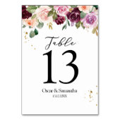 素朴ブルゴーニュ水彩の花と金ゴールド テーブルナンバー (正面)