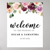 素朴ブルゴーニュ水彩の花と金ゴールド ポスター (正面)