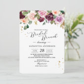 素朴ブルゴーニュ水彩の花と金ゴールド 招待状 (スタンド正面)