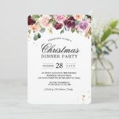 素朴ブルゴーニュ水彩の花と金ゴールド 招待状 (スタンド正面)