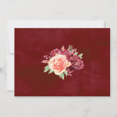 素朴ブルゴーニュ水彩フローラ写真結婚の サンキューカード (裏面)