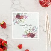 素朴ブルゴーニュ水彩フローラ結婚ズ スタンダードカクテルナプキン (インサイチュ)