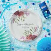 素朴ブルゴーニュ水彩フローラ結婚ズ ペーパープレート (パーティー)