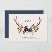 素朴ブルゴーニュ海軍フローラ結婚植物学 エンクロージャーカード (正面/裏面)