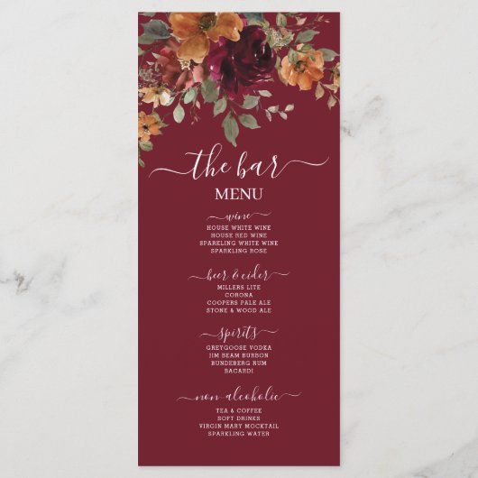 素朴ブルゴーニュ焼きオレンジ結婚フローラのメニュー プログラム (裏面)