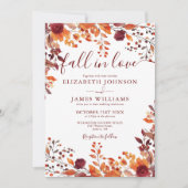 素朴ブルゴーニュ秋インラブオータムフローラ結婚ズ 招待状 (正面)