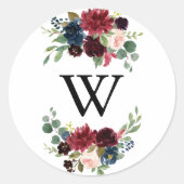 素朴ブルゴーニュ結婚・モノグラム封筒用シール ラウンドシール (正面)