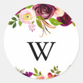 素朴ブルゴーニュ結婚・モノグラム封筒用シール ラウンドシール (正面)